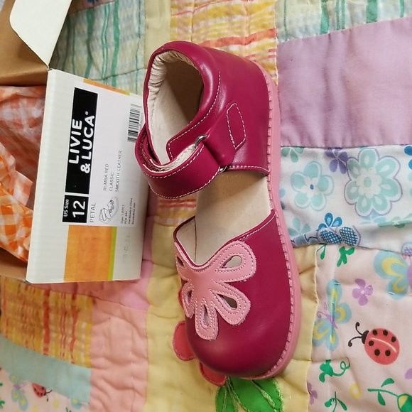Livie & Luca Matilda Jane Rumba  Red and Pink Leather Petals Size 12 New in Box - Picture 3 of 5